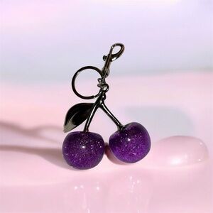 ❌SOLD ❌Sparkling Purple Cherry Glitter Keychain